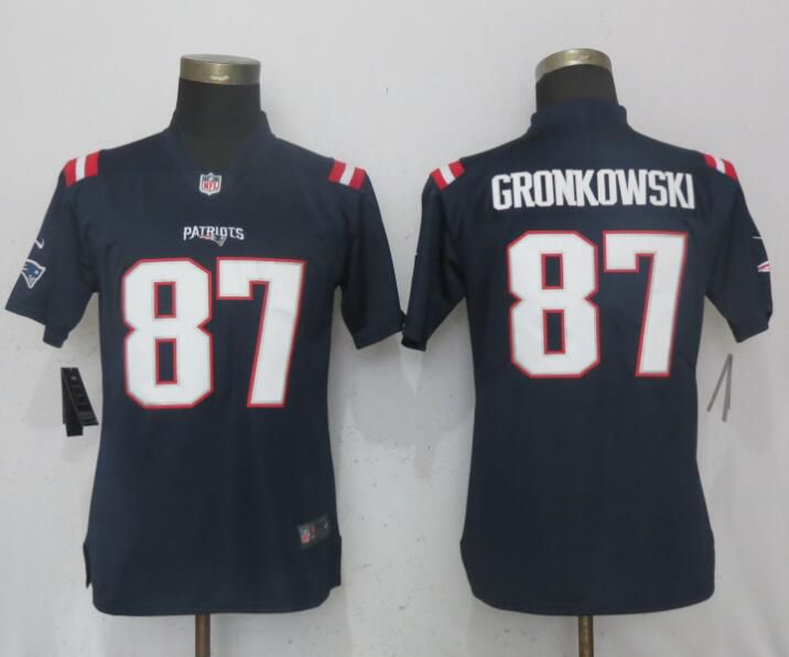 Women New England Patriots #87 Gronkowski Navy Blue Color Rush Nike NFL Jerseys->new orleans saints->NFL Jersey